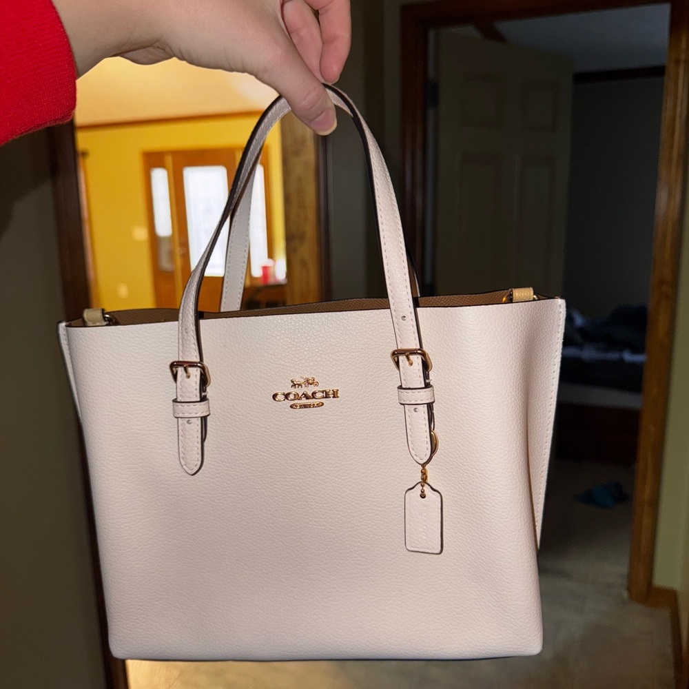 Coach Light Cream Leather Tote